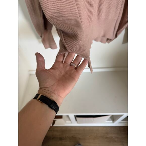 Heavy Knit Sweater Taupe Size Large Bubble Sleeve Women's Fall - Picture 4 of 8